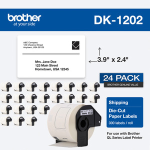 Brother Die-Cut Shipping Labels, 2.4 x 3.9, White, 300/Roll, 24 Rolls/Pack View Product Image