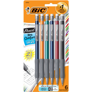 BIC Xtra-Comfort Mechanical Pencil, 0.5 mm, HB (#2.5), Black Lead, Assorted Barrel Colors, 5/Pack View Product Image