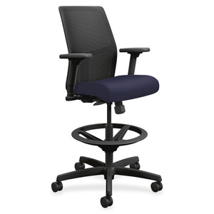 HON Ignition 2.0 Ilira-Stretch Mesh Back Task Stool, 32" Seat Height, Up to 300 lbs., Navy Seat/Black Back, Black Base View Product Image