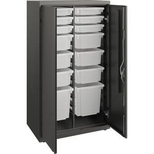 HON Flagship Storage Cabinet with 6 Small, 6 Medium and 2 Large Bins, 30 x 18 x 52.5, Charcoal View Product Image