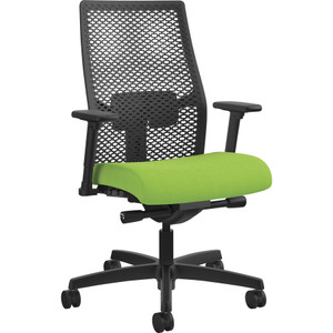 HON Ignition 2.0 Reactiv Mid-Back Task Chair, Supports up to 300 lbs., Pear Seat, Black Back, Black Base View Product Image