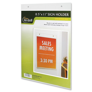 NuDell Acrylic Sign Holder, Vertical, 8 1/2 x 11, Clear View Product Image