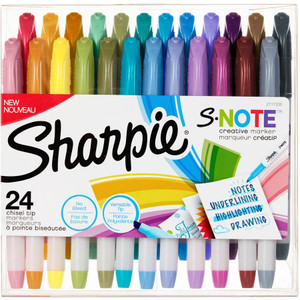 Sharpie S-Note Creative Markers, Chisel Tip, Assorted Colors, 24/Pack View Product Image
