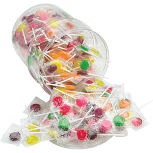 Office Snax Lick Stix Suckers, Seven Assorted Fruit Flavors, 220/Canister View Product Image