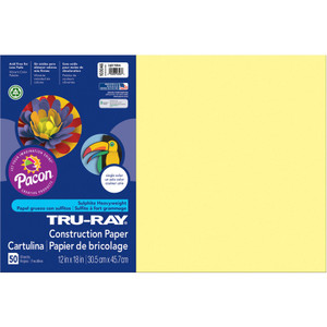Pacon Tru-Ray Construction Paper, 76lb, 12 x 18, Light Yellow, 50/Pack View Product Image