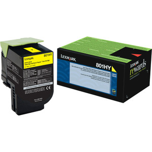 Lexmark 80C1HY0 Return Program High-Yield Toner, 3000 Page-Yield, Yellow View Product Image