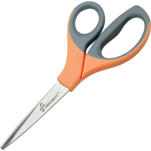 AbilityOne 5110012414373 SKILCRAFT Scissors, 8.25" Long, 3.63" Cut Length, Orange/Gray Straight Handle View Product Image