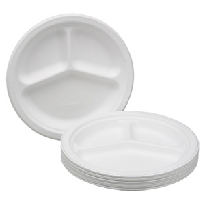 AbilityOne 7350012636700, SKILCRAFT, Waterproof Paper Plates, 10.25" dia, 0.88" Deep, 500/Box View Product Image