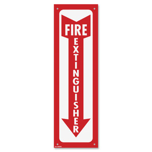 COSCO Glow-In-The-Dark Safety Sign, Fire Extinguisher, 4 x 13, Red View Product Image