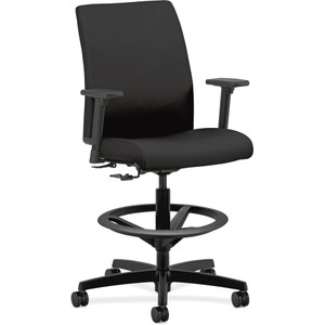 HON Ignition Series Low-Back Task Stool, 33" Seat Height, Supports up to 300 lbs, Black Seat/Black Back, Black Base View Product Image