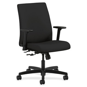 HON Ignition Series Fabric Low-Back Task Chair, Supports up to 300 lbs., Black Seat/Black Back, Black Base View Product Image