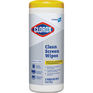 CloroxPro Clean Screen Bleach-Free Wipes, 7 1/2 x 7, 32/Canister, 6 Canisters/CT View Product Image