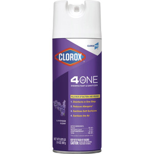 Clorox 4 in One Disinfectant and Sanitizer, Lavender, 14 oz Aerosol, 12/Carton View Product Image