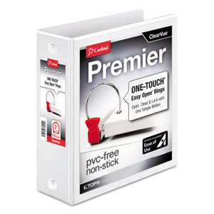 Cardinal Premier Easy Open ClearVue Locking Round Ring Binder, 3 Rings, 3" Capacity, 11 x 8.5, White View Product Image