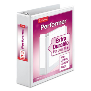 Cardinal Performer ClearVue Slant-D Ring Binder, 3 Rings, 2" Capacity, 11 x 8.5, White View Product Image