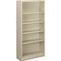 HON Metal Bookcase, Five-Shelf, 34-1/2w x 12-5/8d x 71h, Putty View Product Image