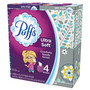 Puffs Ultra Soft Facial Tissue, 2-Ply, White, 56 Sheets/Box, 4 Boxes/Pack View Product Image