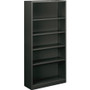 HON Metal Bookcase, Five-Shelf, 34-1/2w x 12-5/8d x 71h, Charcoal View Product Image