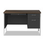 Alera Single Pedestal Steel Desk, 45.25" x 24" x 29.5", Mocha/Black View Product Image