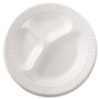 Dart Laminated Foam Dinnerware, Plate, 3-Comp, 10 1/4", White, 125/Pk, 4 Pks/Ctn View Product Image