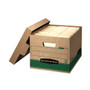 Bankers Box STOR/FILE Medium-Duty 100% Recycled Storage Boxes, Letter/Legal Files, 12.5" x 16.25" x 10.25", Kraft/Green, 12/Carton View Product Image