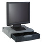 Innovera Single-Level Monitor Stand w/Storage Drawer, 15 x 11 x 3, Light Gray/Charcoal View Product Image