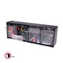 deflecto Tilt Bin Interlocking Multi-Bin Storage Organizer, 4 Sections, 23.63" x 6.63" x 8.13", Black/Clear View Product Image