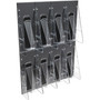 deflecto Stand-Tall 8-Bin Wall-Mount Literature Rack, Leaflet, 18.25w x 3.38d x 23.75h, Clear/Black View Product Image