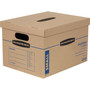 Bankers Box SmoothMove Classic Moving and Storage Boxes, Small, Half Slotted Container (HSC), 15 x 12 x 10, Brown Kraft/Blue, 10/Carton View Product Image