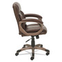 Alera Veon Series Low-Back Bonded Leather Task Chair, Supports up to 275 lbs, Brown Seat/Brown Back, Bronze Base View Product Image