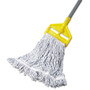 Rubbermaid Commercial Web Foot Finish Mop, White, Med, Cotton/Synthetic, 1". White Headband, 6/Carton View Product Image