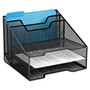 Rolodex Mesh Tray Sorter Combo, 5 Sections, Letter Size Files, 12.5" x 11.5" x 9.5", Black View Product Image