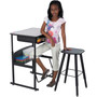 Safco AlphaBetter Adjustable-Height Student Stool, Supports up to 250 lbs., Black Seat/Black Back, Black Base View Product Image