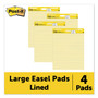 Post-it Easel Pads Super Sticky Self-Stick Easel Pads, 25 x 30, Yellow, 30 Sheets, 4/Carton View Product Image