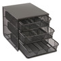 Safco 3 Drawer Hospitality Organizer, 7 Compartments, 11 1/2w x 8 1/4d x 8 1/4h, Bk View Product Image