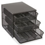 Safco 3 Drawer Hospitality Organizer, 7 Compartments, 11 1/2w x 8 1/4d x 8 1/4h, Bk View Product Image
