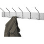 Safco Metal Wall Rack, Six Ball-Tipped Double-Hooks, 36w x 3.75d x 7h, Satin Metal View Product Image