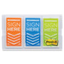 Post-it Flags Arrow Message 1" Page Flags, "Sign Here", Blue/Lime/Orange, 60/Pack View Product Image