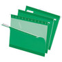 Pendaflex Colored Reinforced Hanging Folders, Letter Size, 1/5-Cut Tab, Bright Green, 25/Box View Product Image