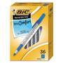 BIC Round Stic Grip Xtra Comfort Ballpoint Pen Value Pack, Easy-Glide, Stick, Medium 1.2 mm, Blue Ink, Gray/Blue Barrel, 36/Pack View Product Image