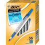 BIC Round Stic Grip Xtra Comfort Ballpoint Pen Value Pack, Easy-Glide, Stick, Medium 1.2 mm, Blue Ink, Gray/Blue Barrel, 36/Pack View Product Image