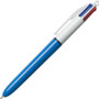 BIC 4-Color Multi-Function Ballpoint Pen, Retractable, Medium 1 mm, Black/Blue/Green/Red Ink, Blue Barrel View Product Image