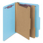 Smead Six-Section Pressboard Top Tab Classification Folders with SafeSHIELD Fasteners, 2 Dividers, Letter Size, Blue, 10/Box View Product Image
