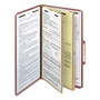 Smead 100% Recycled Pressboard Classification Folders, 2 Dividers, Legal Size, Red, 10/Box View Product Image