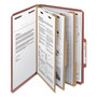 Smead 100% Recycled Pressboard Classification Folders, 3 Dividers, Legal Size, Red, 10/Box View Product Image