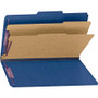 Smead Six-Section Pressboard Top Tab Classification Folders with SafeSHIELD Fasteners, 2 Dividers, Legal Size, Dark Blue, 10/Box View Product Image