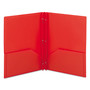 Smead Poly Two-Pocket Folder w/Fasteners, 11 x 8 1/2, Red, 25/Box View Product Image