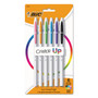 BIC Cristal Up Ballpoint Pen, Stick, Medium 1.2 mm, Assorted Ink Colors, White Barrel, 6/Pack View Product Image