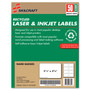 AbilityOne 7530015789299 SKILCRAFT Recycled Laser and Inkjet Labels, Inkjet/Laser Printers, 2.33 x 3.38, White, 8/Sheet, 50 Sheets/Box View Product Image