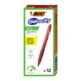 BIC Gel-ocity Gel Pen, Retractable, Medium 0.7 mm, Red Ink, Translucent Red Barrel, Dozen View Product Image